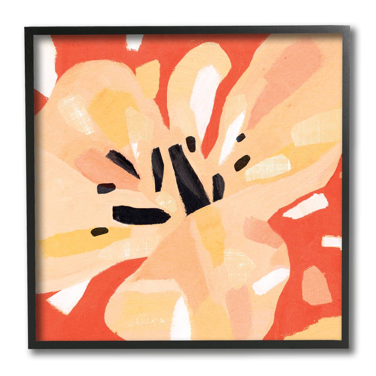 Stupell Industries Tropical Floral Abstract Black Framed Wall Art